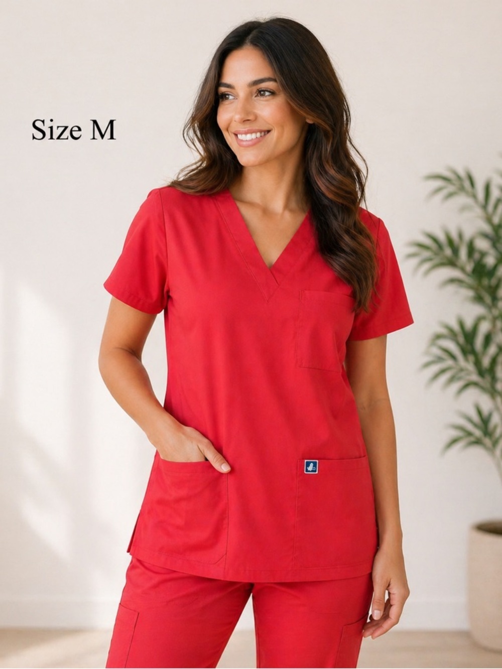 SCRUBS women short sleeve pink nurse work top /size M